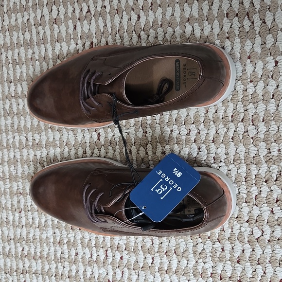 George Memory Foam Kradinn Dress Oxford Size 9.5 Dark Brown Shoes - Picture 2 of 3